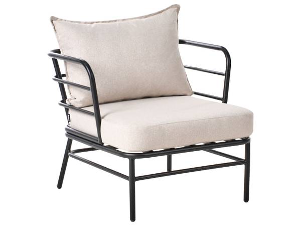 Sitzgruppe PONZONE 3-tlg Beige - Schwarz - Metall - 79 x 80 x 79 cm