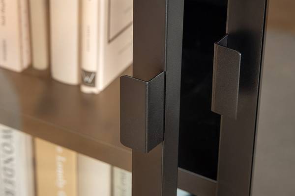 Vitrine DURA STEEL Schwarz - Glas - Metall - 75 x 150 x 35 cm