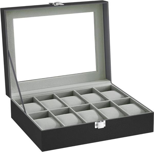Uhrenbox Bradford II Kunstleder / Samt - Schwarz / Grau