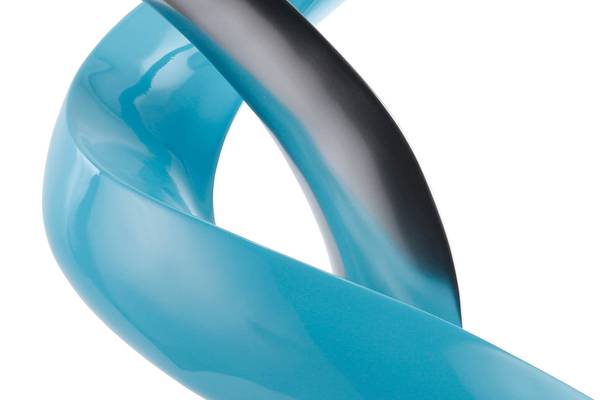 Sculpture Dragon Torsion Bleu - Argenté - Pierre artificielle - Matière plastique - 45 x 63 x 28 cm