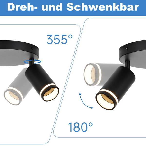 spot plafond LED Rfktt Noir - Noir brillant - Nb d'ampoules : 2