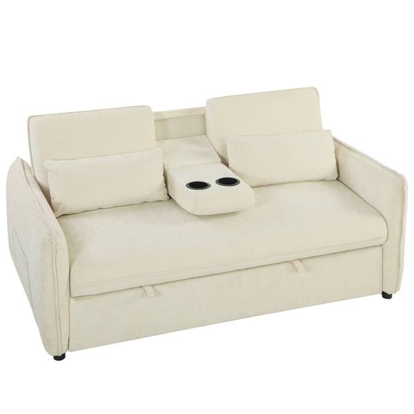 Schlafsofa 83B-790V00BG Beige - Chenille - 90 x 84 x 166 cm