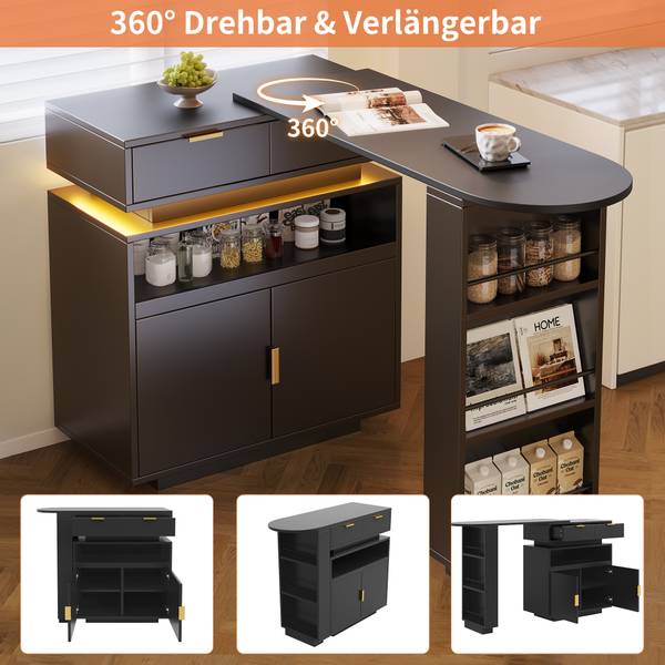 Bartisch QUASARRIFTZ Schwarz - Holzwerkstoff - 183 x 90 x 40 cm