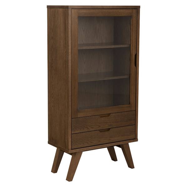 Vitrinenschrank A-Line Grau - Holz teilmassiv - 72 x 145 x 36 cm