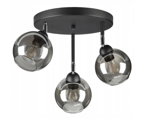 Deckenlampe Bergen III Schwarz - Glas Schwarz - Hochglanz Schwarz - Durchsichtig
