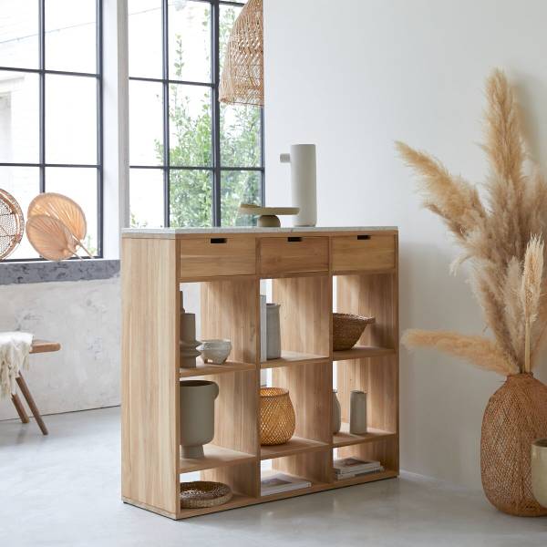 Console Miho wit - teakhout - 120 x 112 x 40 cm