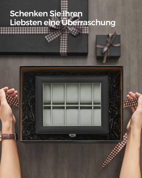 Uhrenbox Bradford II Kunstleder / Samt - Schwarz / Grau