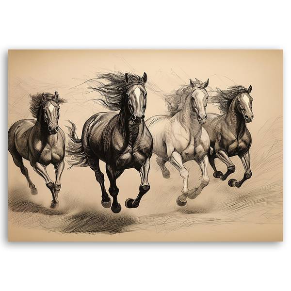 Wandbild pferde tiere vintage 90 x 60 cm