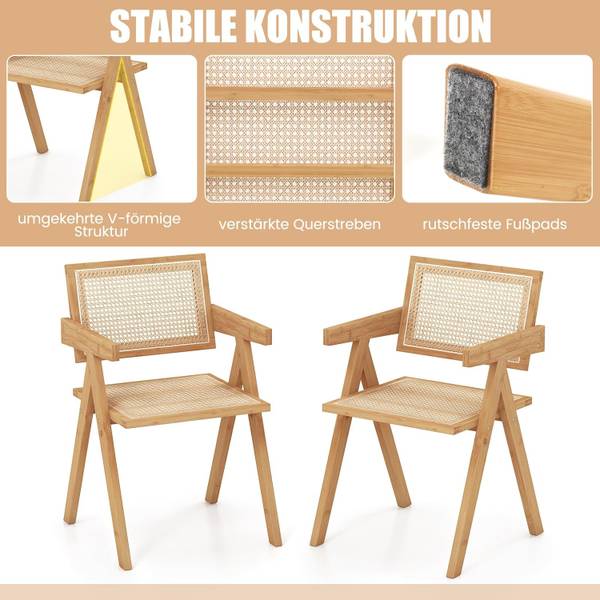 Esszimmerstühle VH33118ZM-6DE(4er Set) Braun - Bambus - 52 x 81 x 50 cm