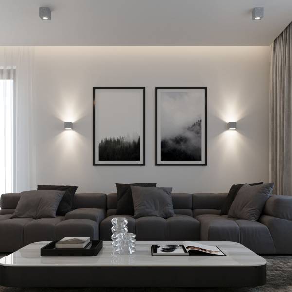 Deckenlampe Quad Grau - Beton - 10 x 10 x 10 cm