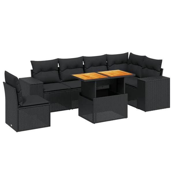 Garten-Lounge-Set 3037198-3 (7-teilig) Schwarz