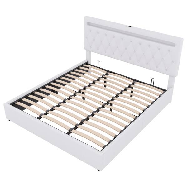 Polsterbett mit LED O1429 Weiß