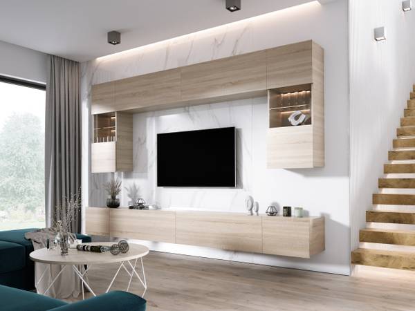 Wandmeubel Segou bruin - plaatmateriaal op houtbasis - 300 x 200 x 42 cm