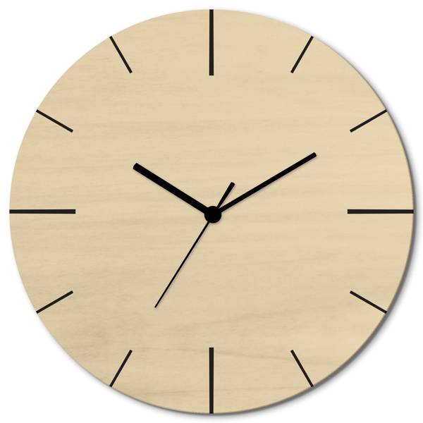 Wanduhr Holz Zeitliche Schlichtheit Beige - Birke - 30 x 30 x 1 cm