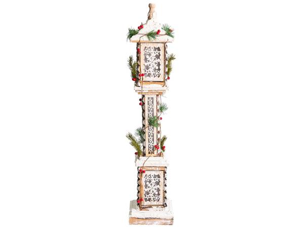 LED Deko LENTIRA Braun - Grün - Weiß - Massivholz - 16 x 80 x 16 cm