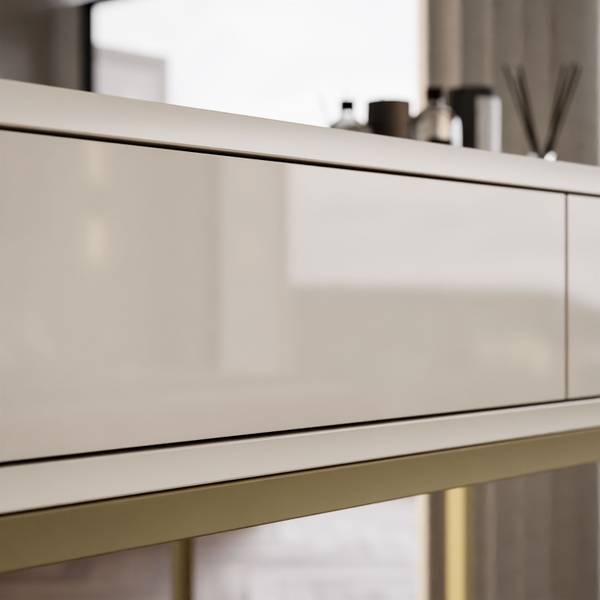 Konsole BLANCO Beige - Hochglanz Beige - Gold