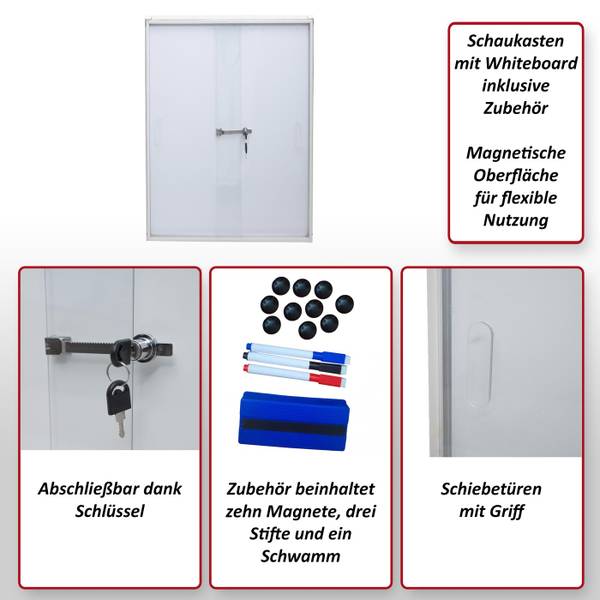 Vitrine Q50 wit - aluminium - staal - 66 x 96 x 9 cm