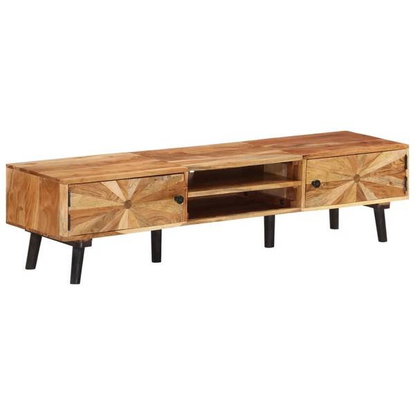 TV-Schrank D959 Braun - Massivholz - 35 x 35 x 145 cm
