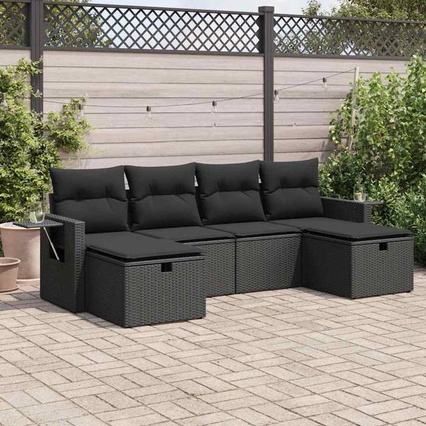 Garten-Lounge-Set 3036439-2 (6-teilig) Schwarz