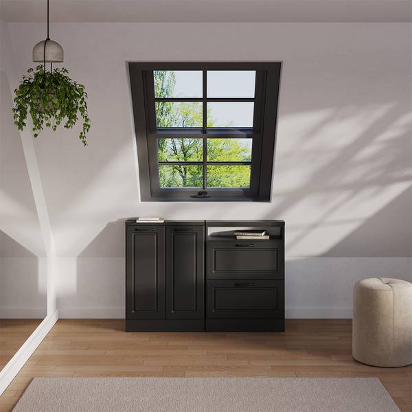Dachschrägenschrank-Set Rion 55949 Anthrazit - Eiche Landhaus Dekor - Breite: 120 cm