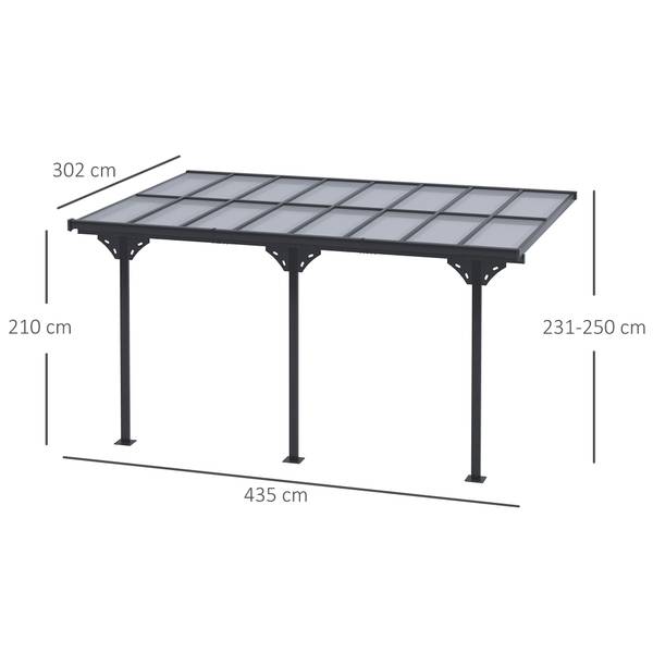 Pergola 84C-182 Grau - Kunststoff - 302 x 250 x 435 cm