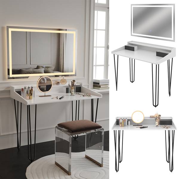 Schminktisch Sannar 49417 Schwarz - Weiß - Holzwerkstoff - 110 x 90 x 60 cm