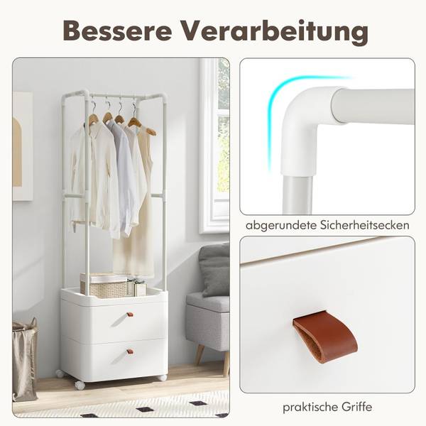Kleiderständer VH33726ITDE Weiß - Metall - 40 x 161 x 52 cm