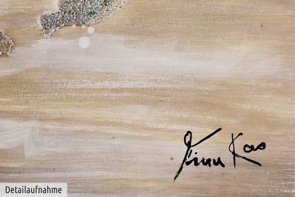 Acrylbild Handgemalt Fische Qo Beige - Baumwollstoff - 100 x 50 x 4 cm
