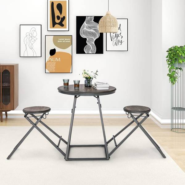 Bartisch mit Barhocker Set(3-teilig) Braun - Holzwerkstoff - Breite: 78 cm