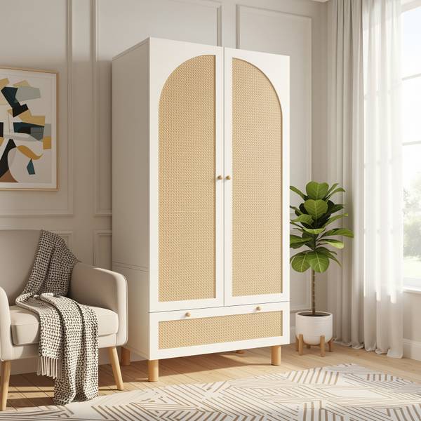 Kleiderschrank Sporophyt Weiß - Holzwerkstoff - 86 x 181 x 52 cm