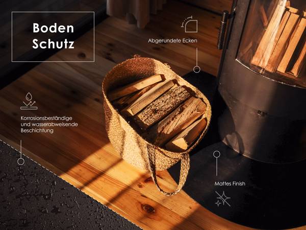 Funkenschutzplatte Pyro Schwarz - Stahl - 100 x 100 x 0 cm