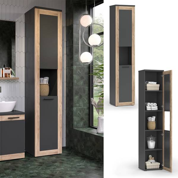 Armoire de salle de bain Niko 51868 Gris - Bois manufacturé - 40 x 195 x 35 cm