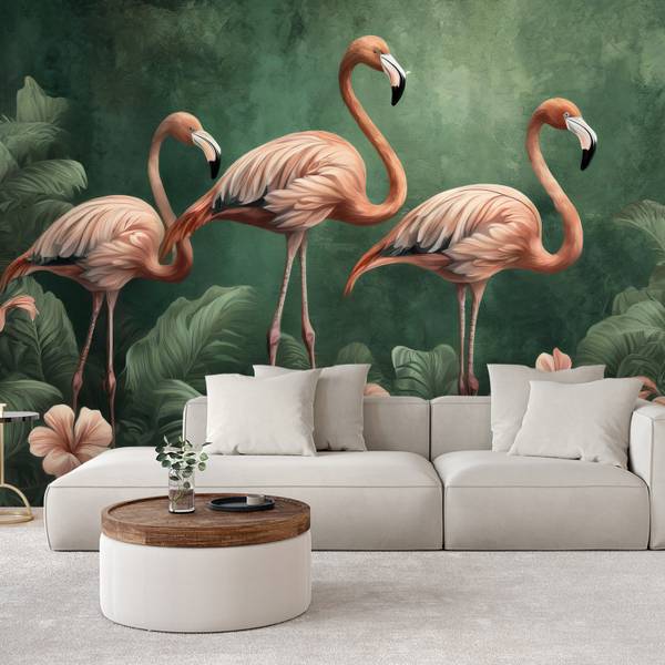 Papier peint flamants animaux de la 250 x 175 cm