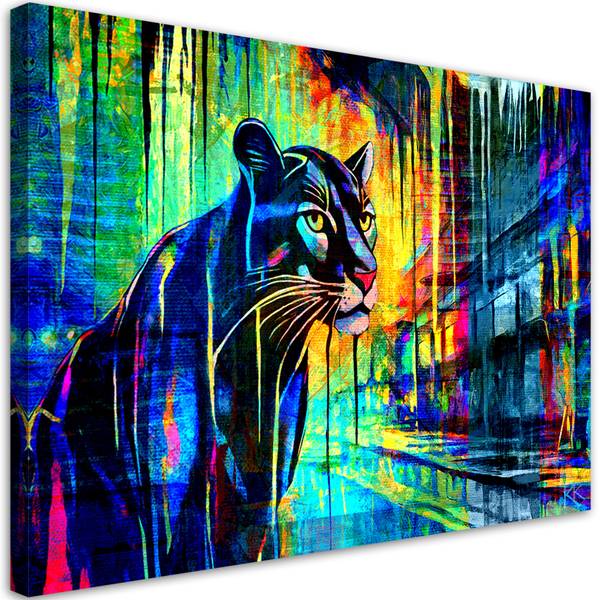 Wandbild panther tiere abstraktion 100 x 70 cm