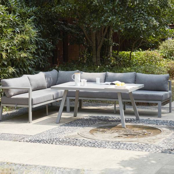 Gartenmöbel 8-Sitzer Saint Tropez Grau - Metall - 75 x 64 x 212 cm