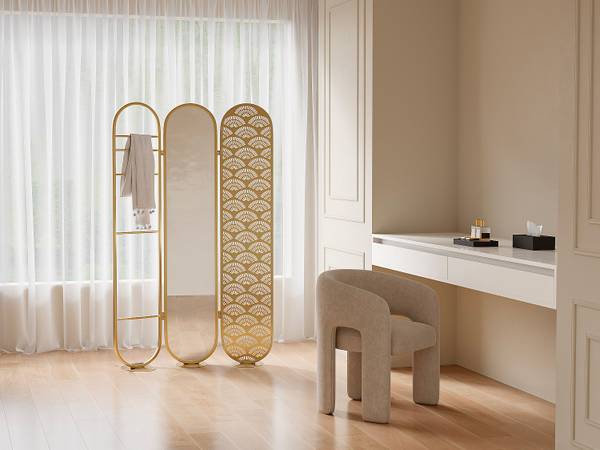Paravent MAVICA Gold - Metall - 30 x 175 x 117 cm