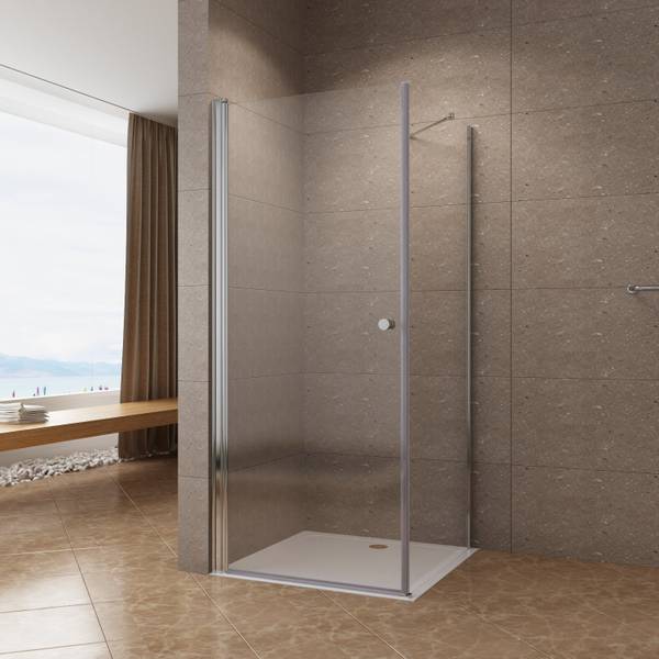 Duschtür 180° Drehtür mit Seitenwand 75 x 70 cm