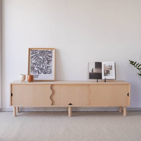 TV-Lowboard Malaret Unlackiert Braun - Kiefer - 180 x 50 x 35 cm