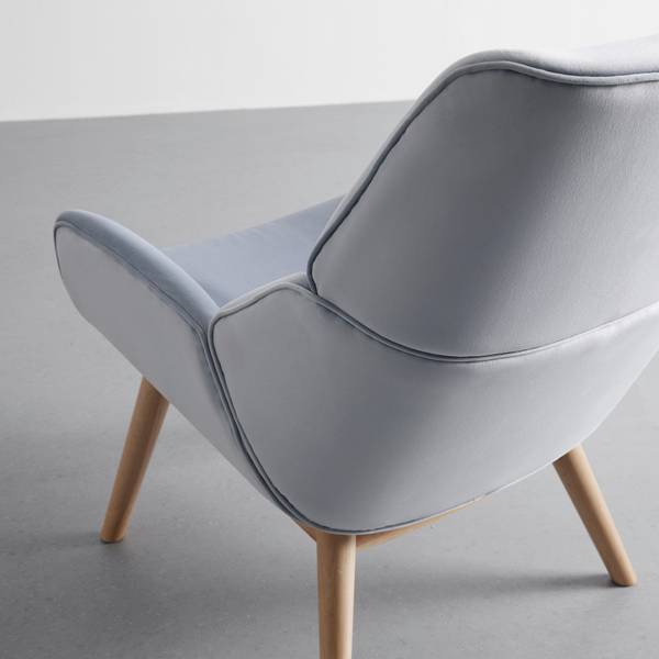 Ohrensessel FELIA Grau - Samt - 71 x 93 x 79 cm