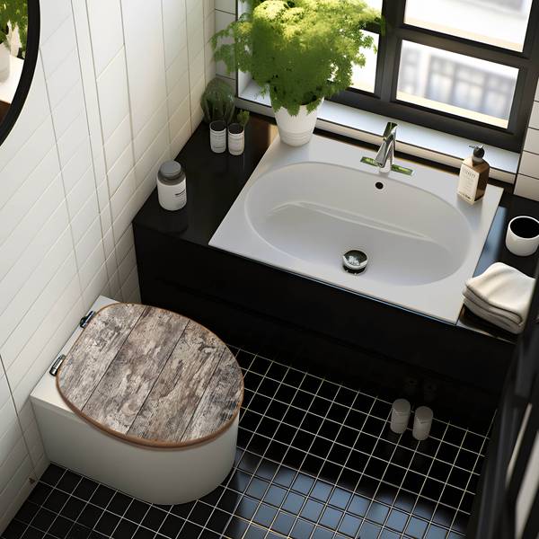 WC-Sitz mit Absenkautomatik Alte Planken Braun - Bambus - Holzwerkstoff - 38 x 5 x 49 cm