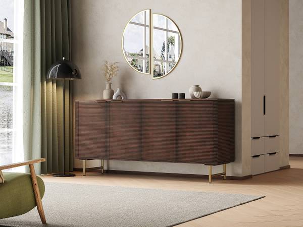 Sideboard SORDANA Braun - Gold - Holz teilmassiv - 160 x 78 x 40 cm