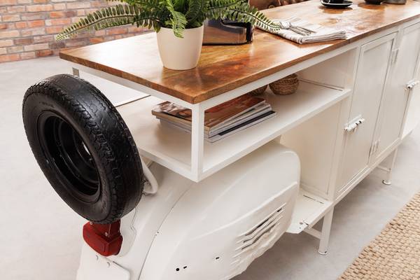 Barschrank SCOOTER Braun - Weiß - Mango - Eisen - 250 x 105 x 66 cm