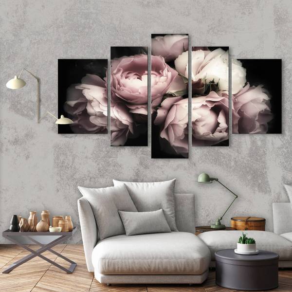 Leinwandbild SET Blumen Wohnzimmer Holzwerkstoff - Textil - 170 x 100 x 2 cm