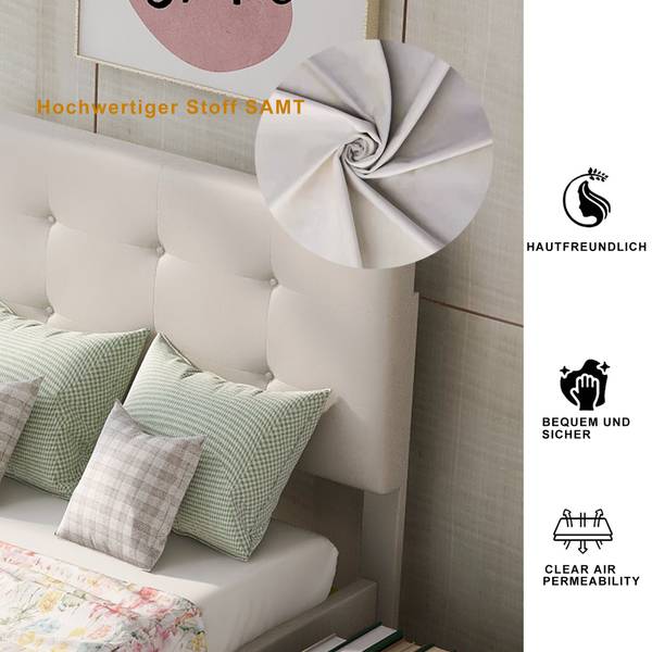 Einzelbett M053-01 Beige - Holzwerkstoff - 99 x 106 x 210 cm