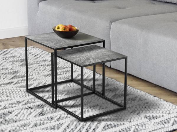 Couchtisch HILLARY 2er Set Schwarz - Silber - Metall - 40 x 40 x 40 cm