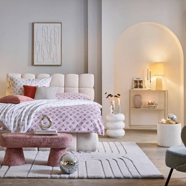 Sitzbank MONTY Pink - Holzwerkstoff - Textil - 98 x 40 x 37 cm