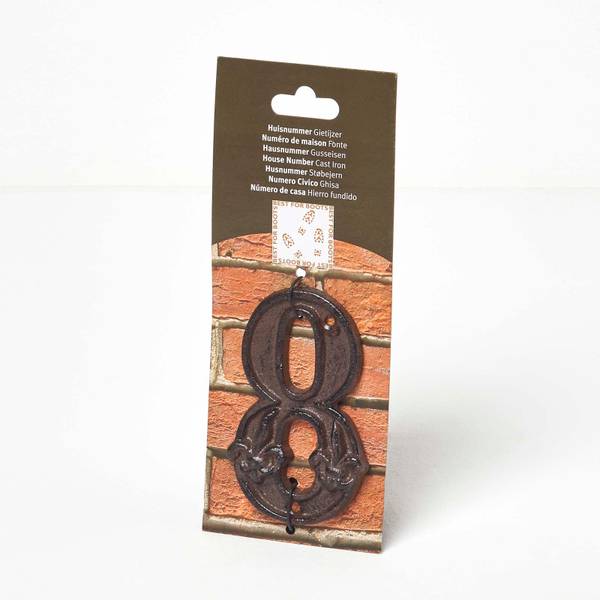Gusseisen-Hausnummer 8 Braun - Gusseisen - 8 x 12 x 1 cm