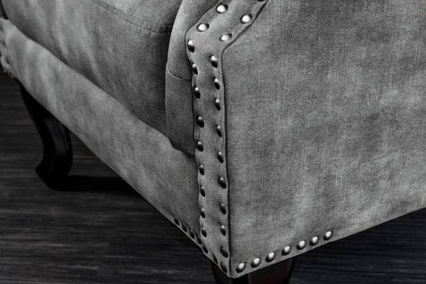 Ohrensessel CHESTERFIELD Grau - Polyester - Samt - 85 x 105 x 75 cm