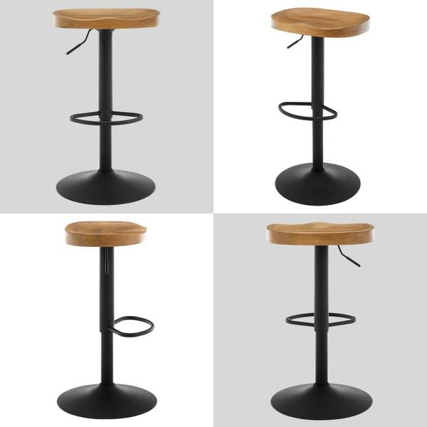 Barhocker Janko(2er Set) Braun - Metall - Massivholz - 42 x 81 x 32 cm