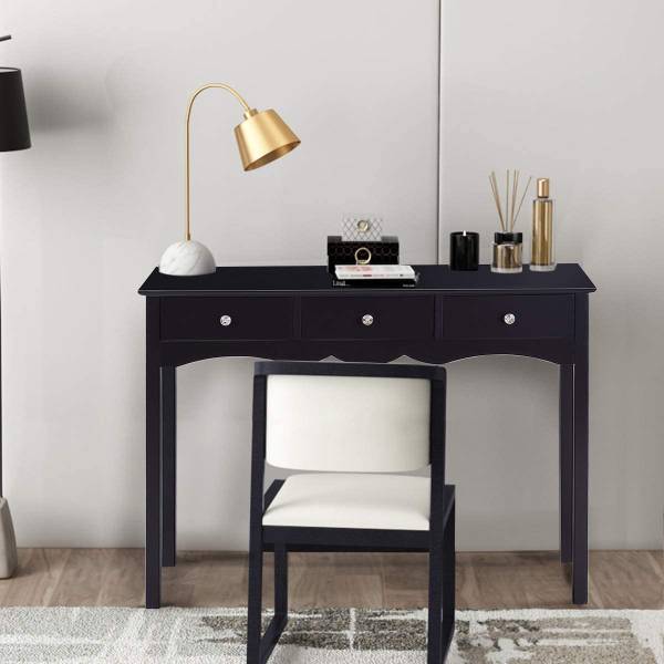 2 in 1 Schminktisch Schreibtisch Schwarz - Holzwerkstoff - 32 x 75 x 100 cm
